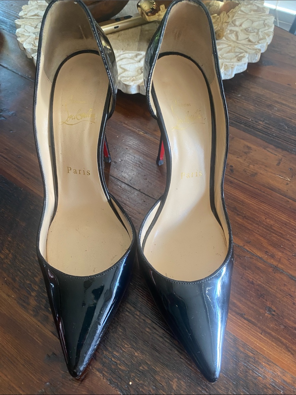 Christian Louboutin Black Patent Pointed D'Orsay Pumps